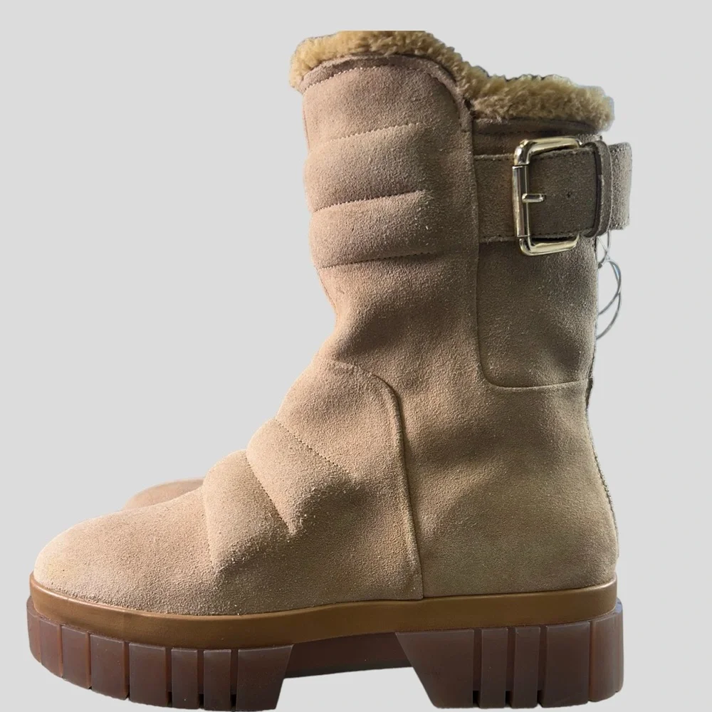 Free People Fable‎ Faux Fur Platform Winter Boots Sand Color Womens EU 39/US 8.5